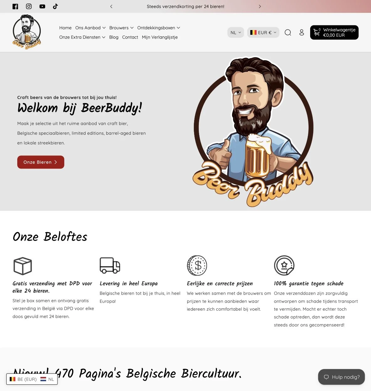 Beerbuddy — startpagina van de bierwebshop