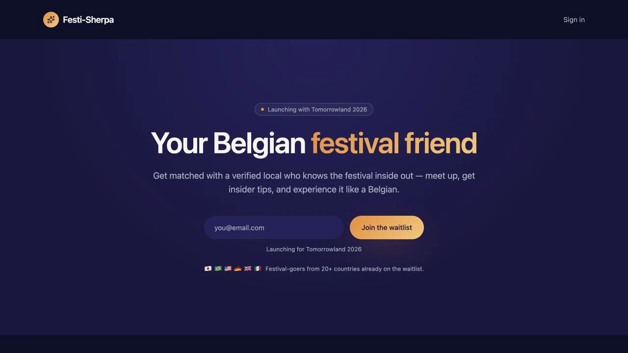 Festi-Sherpa — startpagina voor festivalbezoekers
